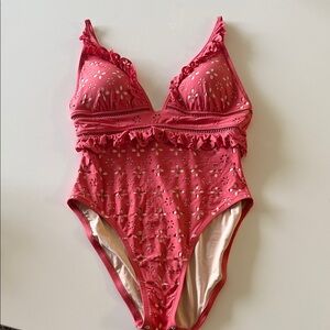 J. Crew Coral Eyelet Women’s One Piece Swimsuit